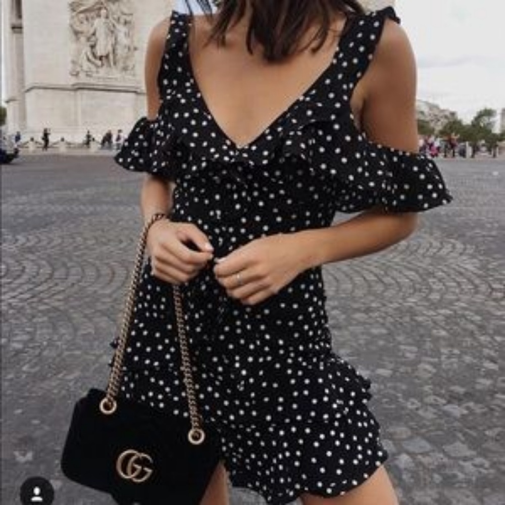 Midnight Black Polka Dot Mini Dress Sz 4 LIKE NEW